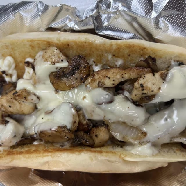 Chicken Mushroom Melt Sandwich.