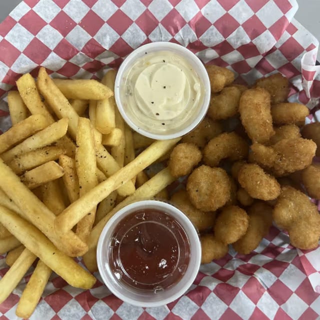 Popcorn Shrimp Basket.